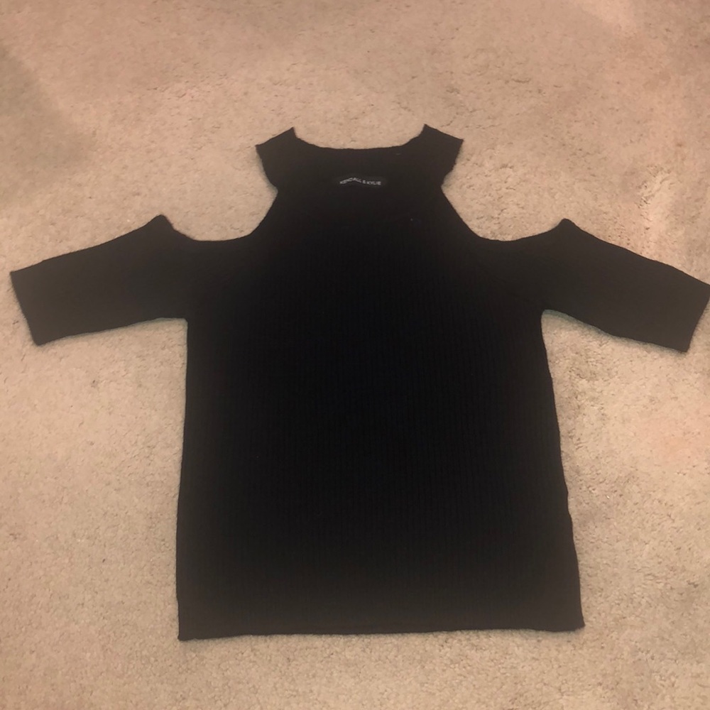 Black Open Shoulder Crop Top